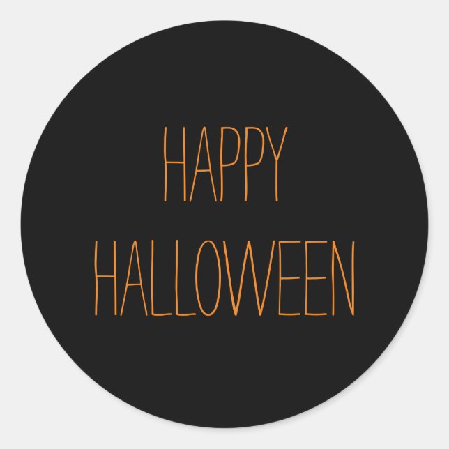 Sticker Rond Happy Halloween noir orange éffrayant manuscrit (Devant)