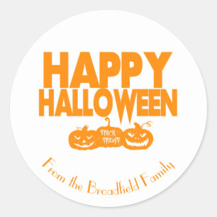 Sticker Rond Happy Halloween Personnalisé Nom de famille Parti