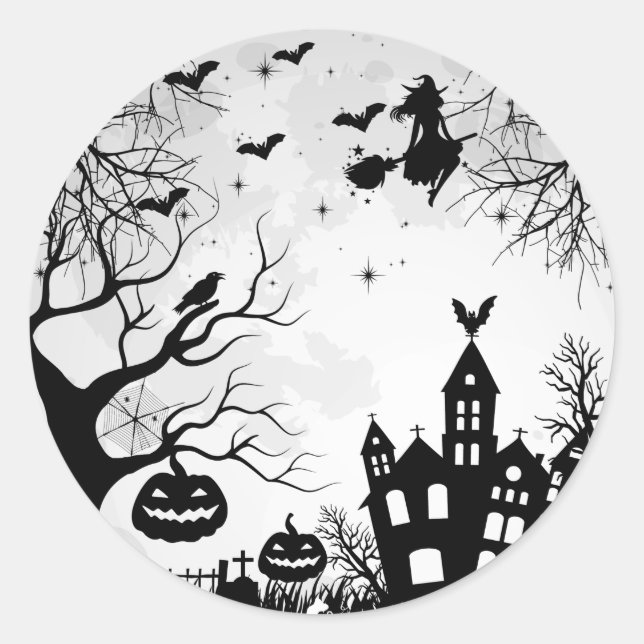 Sticker Rond happy halloween pumpkins witches (Devant)