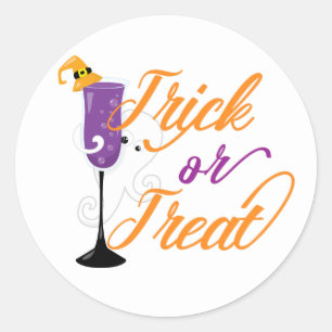 Sticker Rond Happy Halloween Trick Treat Ghost Cocktail Party