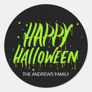 Sticker Rond Happy Halloween Wet Paint Typographie personnalisé