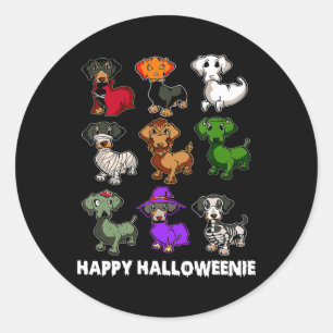 Sticker Rond Happy Halloweenie Dachshund Dachshund Halloween Gi