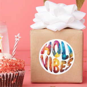 Sticker Rond Happy Holi Vibes Hands Hindu Holi Festival Cadeaux
