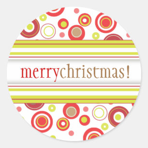 Sticker Rond Happy Holiday Polka Dot Red Green Enveloppe Sceau