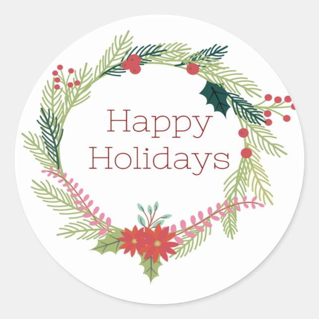 Sticker Rond Happy Holidays (Devant)