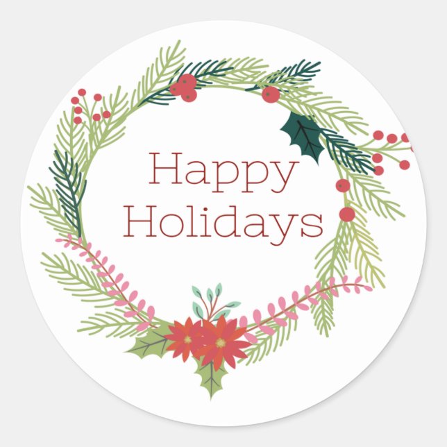 Sticker Rond Happy Holidays (Devant)
