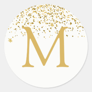 Sticker Rond Happy Holidays Classic Gold Parties scintillant Mo