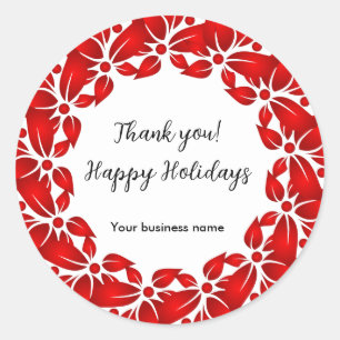 Sticker Rond Happy Holidays Merci Personnalisé
