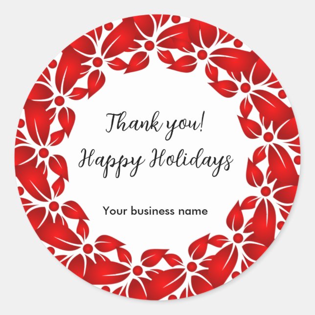 Sticker Rond Happy Holidays Merci Personnalisé (Devant)