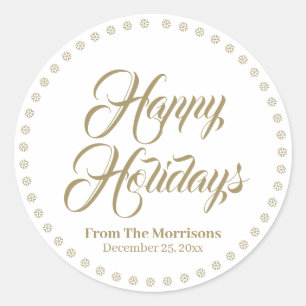 Sticker Rond Happy Holidays or personnalisé nom de script mign