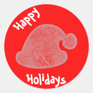 Sticker Rond Happy Holidays Père Noël casquette rouge rond auto