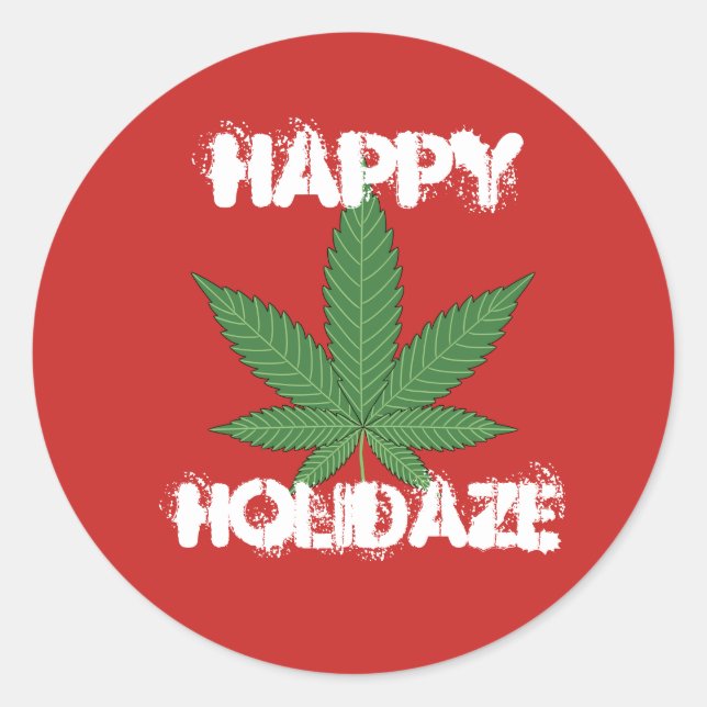 Sticker Rond Happy Holidaze Personnalisé (Devant)