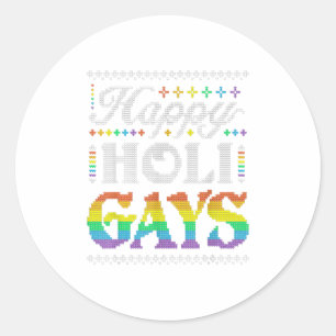 Sticker Rond Happy Holigays Rainbow Gay LGBT laid