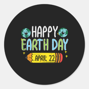 Sticker Rond Happy Jour des terres crayon Avril 22 Mignonne Ens