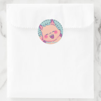 Sticker Rond Happy Kitsune