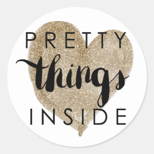 Sticker Rond Happy Mail Gold Heart de jolies choses