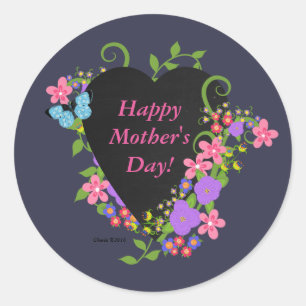 Sticker Rond Happy Mère's Day Classic Round Sticker, Glossy