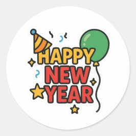 Sticker Rond Happy New Year