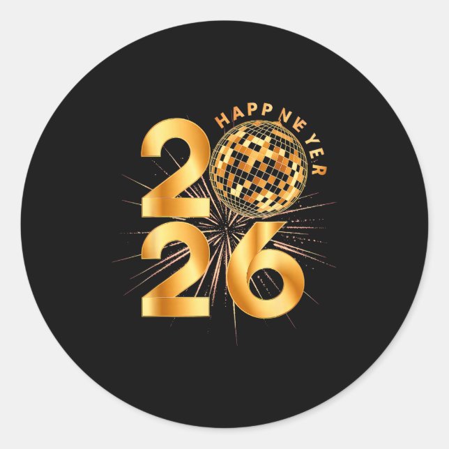 Sticker Rond Happy New Year 2026  (Devant)