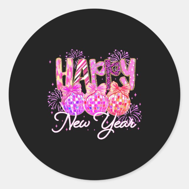 Sticker Rond Happy New Year 2026 Family Celebration New Years E (Devant)