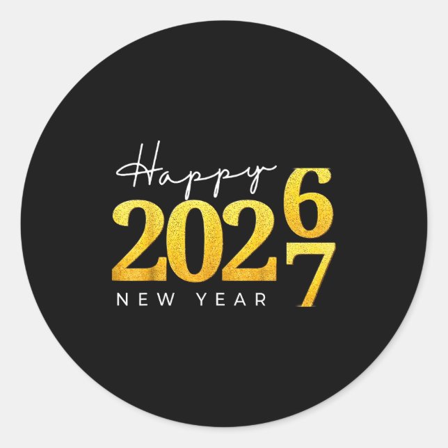 Sticker Rond Happy New Year 2026 Funny 67 New Year Countdown Si (Devant)
