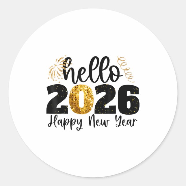 Sticker Rond Happy New Year 2026 New Year Party Friends Family  (Devant)