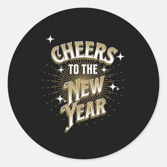 Sticker Rond Happy New Year - Cheers To The New Year  (Devant)