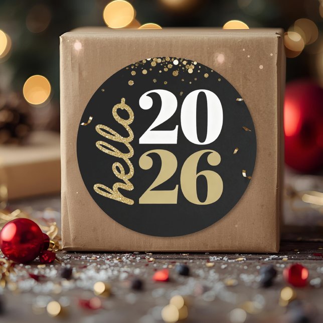 Sticker Rond happy new year gold sparkles  (Créateur téléchargé)