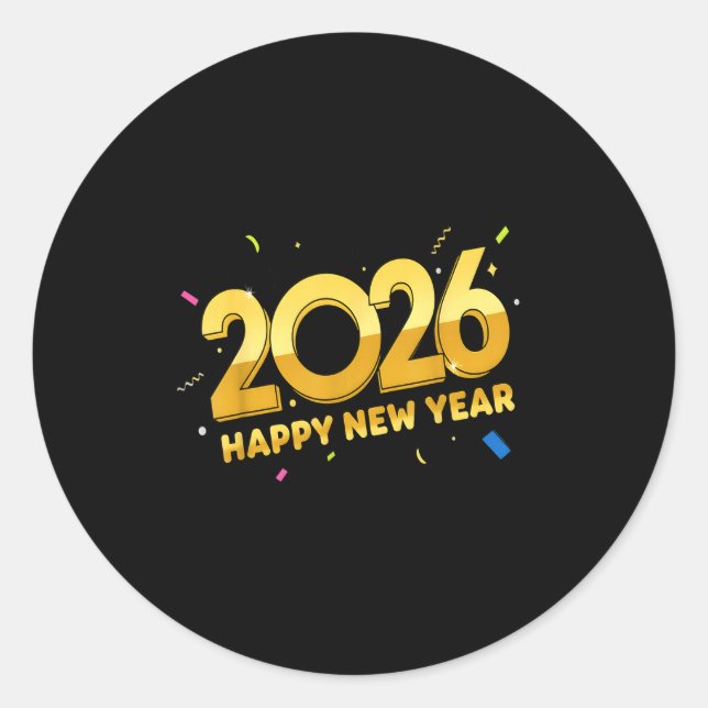 Sticker Rond Happy New Year Party 2026 Ballon Family Matching M (Devant)
