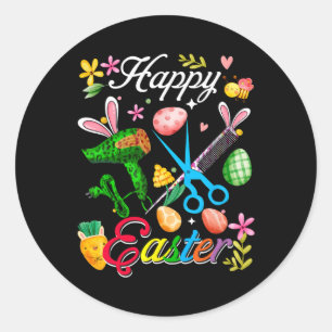 Sticker Rond Happy Pâques Bunny Hair Styliste Outils Job Team H