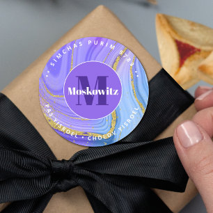 Sticker Rond Happy Purim - Kosher Info Monogramme Classic Round