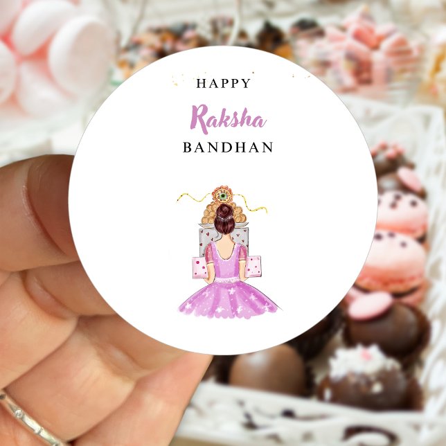 Sticker Rond happy rakhi, rakshabandhan, festival indien, (Créateur téléchargé)