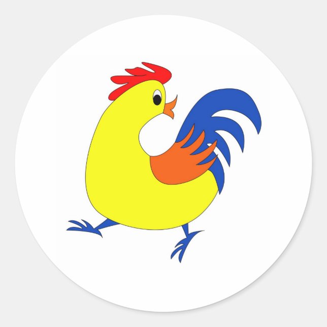 Sticker Rond Happy Rooster (Devant)
