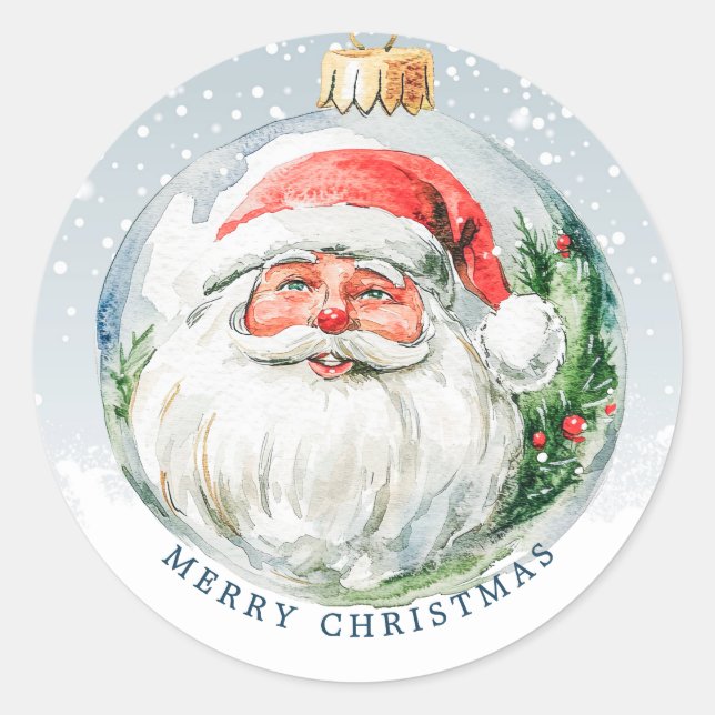 Sticker Rond Happy Santa Face Christmas (Devant)