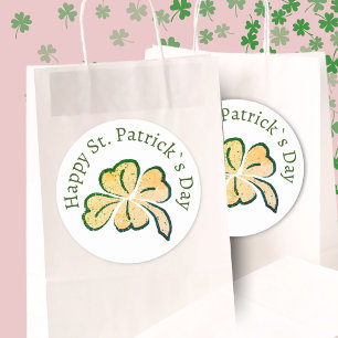 Sticker Rond Happy St. Patrick`s Day Shamrock Clover