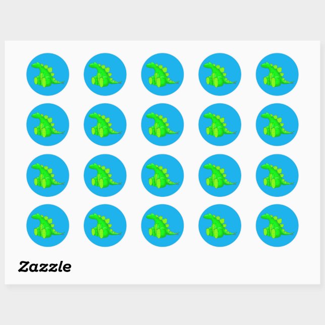 Sticker Rond Happy Stegosaurus - (Feuille)