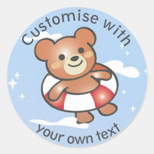 Sticker Rond Happy Teddy Summer Holiday Pool Float Custom