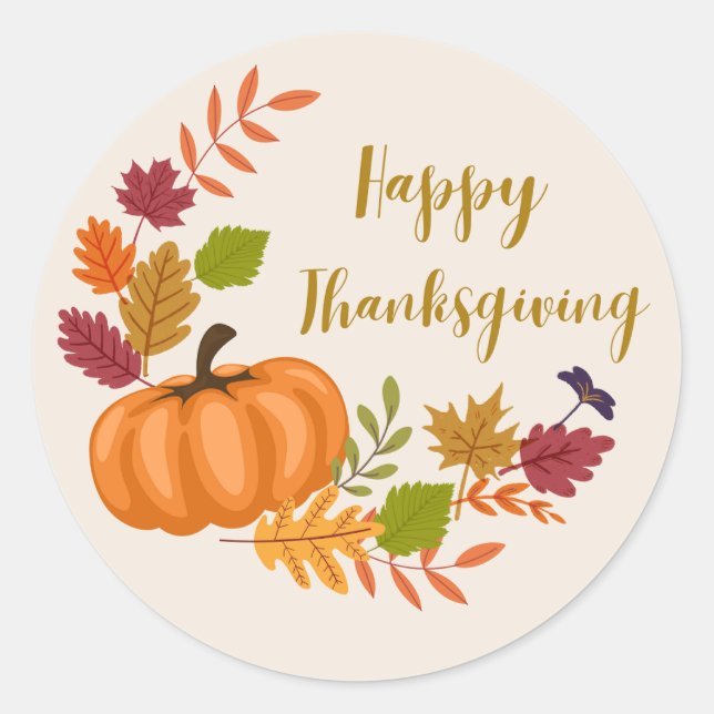 Sticker Rond Happy Thanksgiving (Devant)