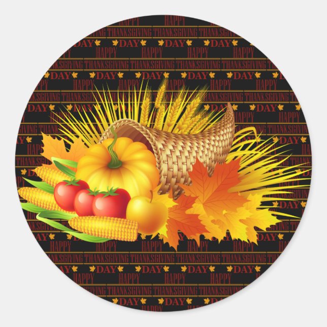 Sticker Rond Happy Thanksgiving (Devant)