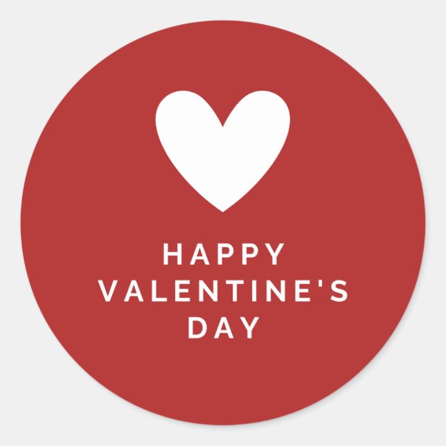 Sticker Rond Happy Valentine's Day Elegant Script Pink Hearts  (Devant)