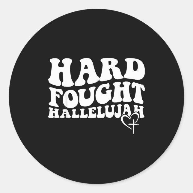 Sticker Rond Hard Fought Hallelujah Retro Groovy Jesus  (Devant)