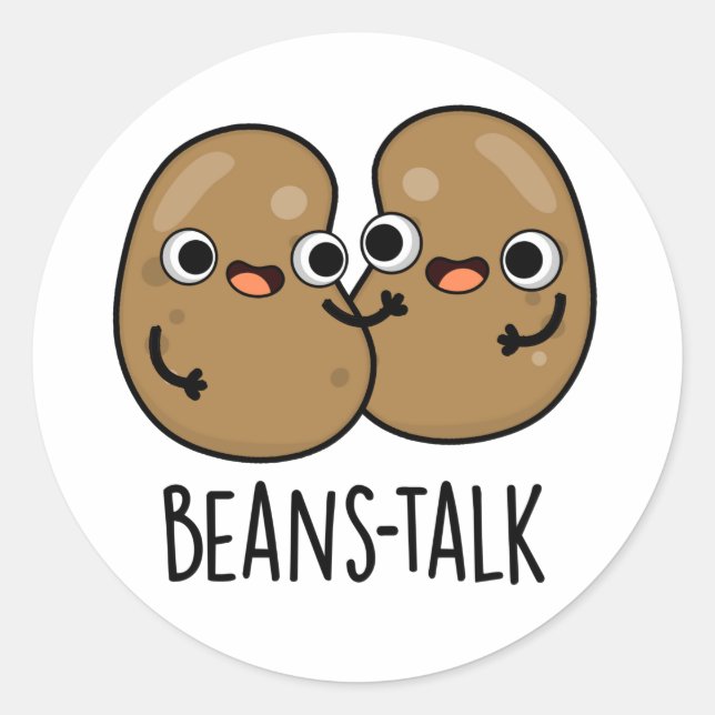 Sticker Rond Haricots Parler amusant Veggie Bean Pun (Devant)