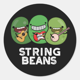 Sticker Rond Haricots Verts Blague de Légume Drôle Fond Sombre