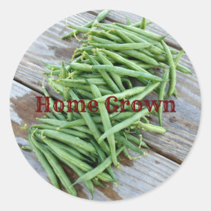 Sticker Rond Haricots verts cultivés à la maison