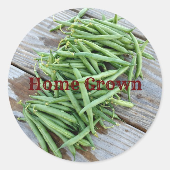 Sticker Rond Haricots verts cultivés à la maison (Devant)