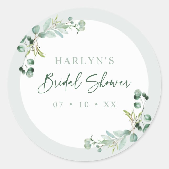 Sticker Rond HARLYN Eucalyptus Fête des mariées Favoriser Stick (Devant)