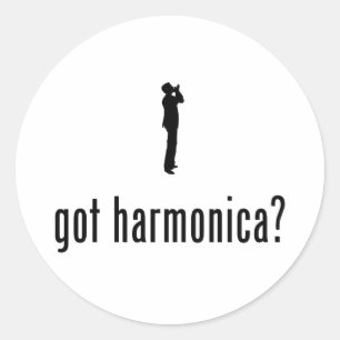 Sticker Rond Harmonica Player
