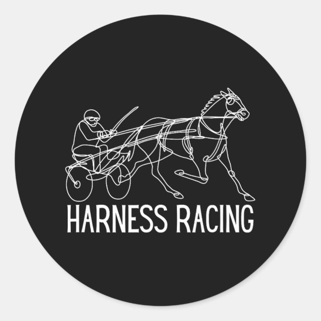 Sticker Rond Harnais Racing Cheval standard Sulky Horse (Devant)