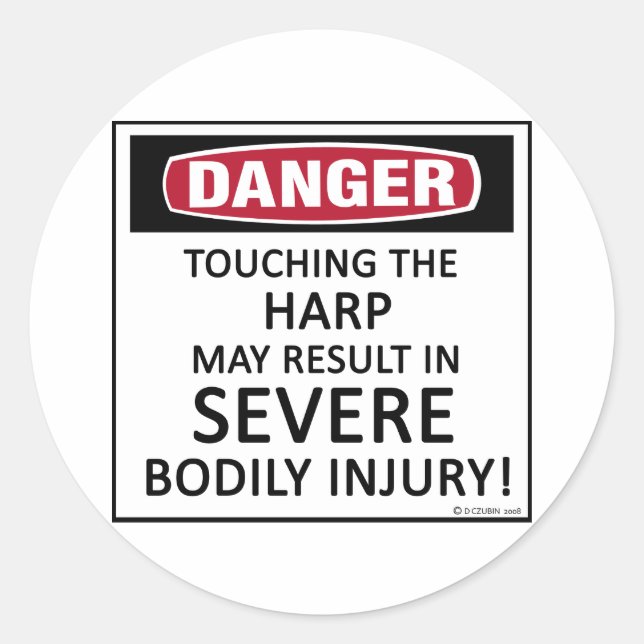 Sticker Rond Harpe de danger (Devant)