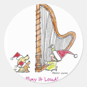 Sticker Rond Harpe de Noël CH-004